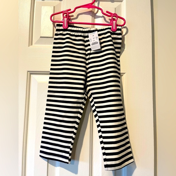 Size 8 J Crew crewcuts navy/white striped capri leggings - Picture 1 of 4